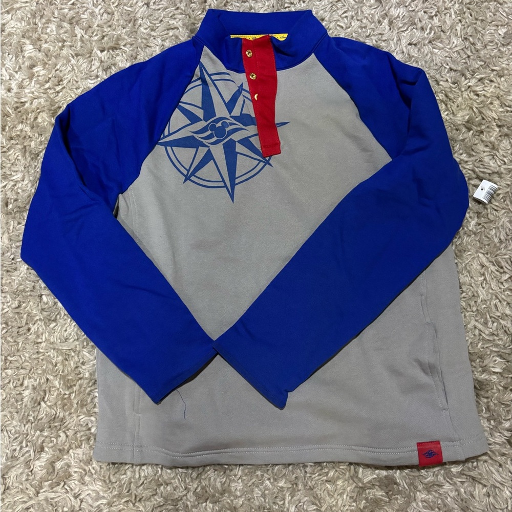 Disney cruise compass Blue and Gray 1/4 snap with pockets  nwt